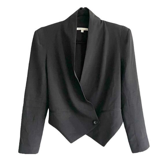 REBECCA MINKOFF Black Silk Becky Pointed Blazer Jacket 0 - Picture 7 of 12